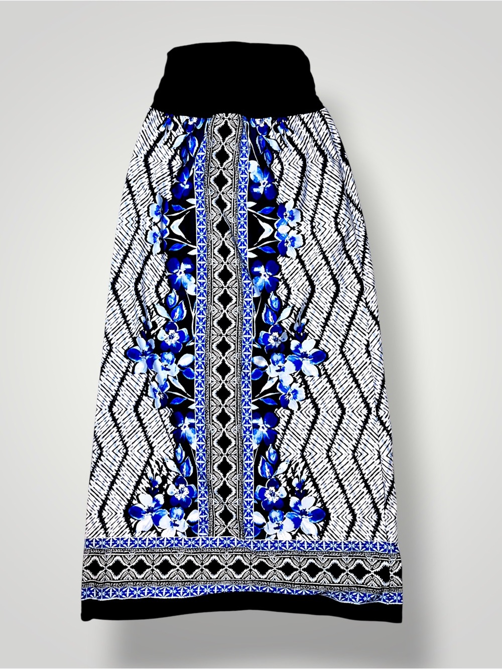 Apt. 9 Blue and Black Printed Maxi Skirt with White Floral, Apt.9 Blue Tank